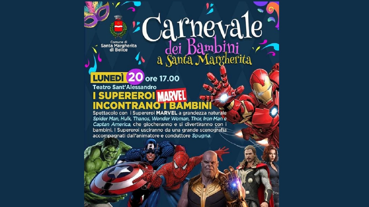 I supereroi Marvel al Carnevale dei bambini di Santa Margherita Belice